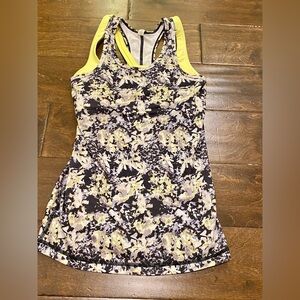 Lululemon Inspiration Tank II Crosscourt Petal Black Clarity Yellow Size 2